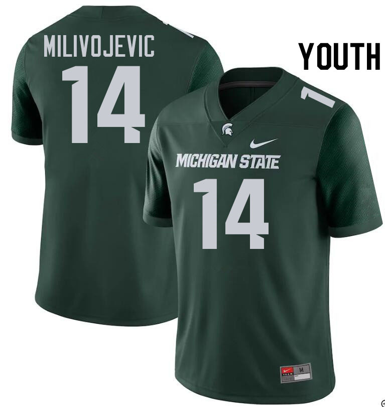Youth #14 Alessio Milivojevic Michigan State Spartans College Football Jersesys Stitched-Green